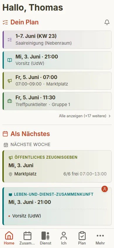 CongPlan als PWA auf dem Smartphone