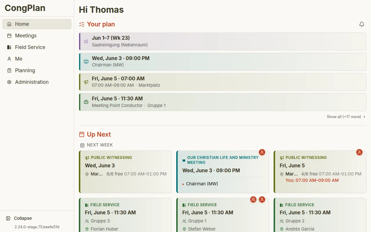 A publisher's personal plan in CongPlan